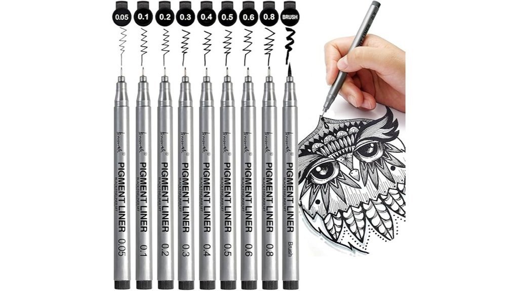 brusarth black fineliner pens