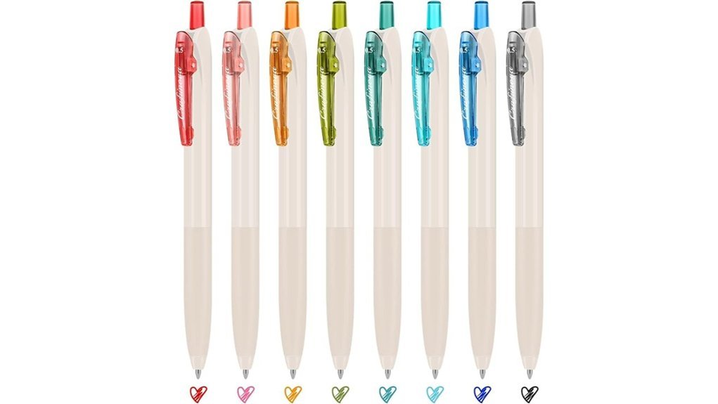 colorful retractable gel pens
