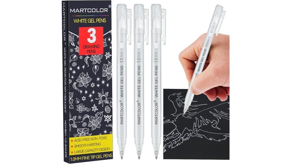 fine point white gel pens