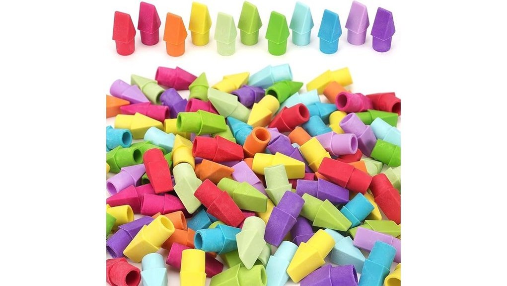 assorted color pencil erasers
