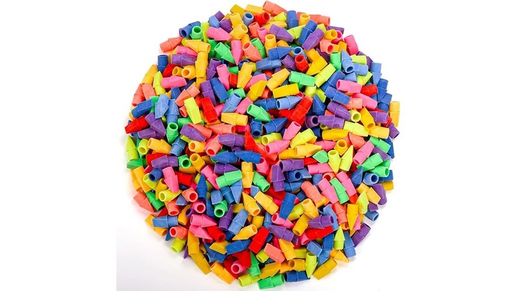 colorful pencil eraser caps
