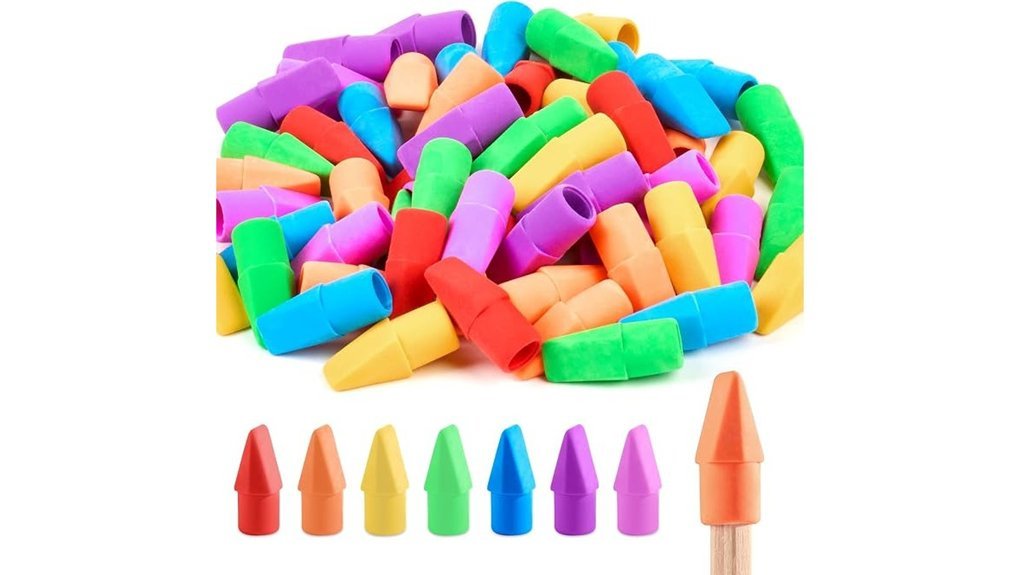colorful pencil top erasers