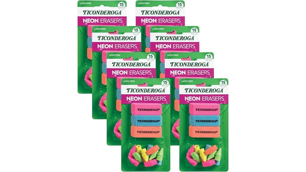 neon ticonderoga erasers pack