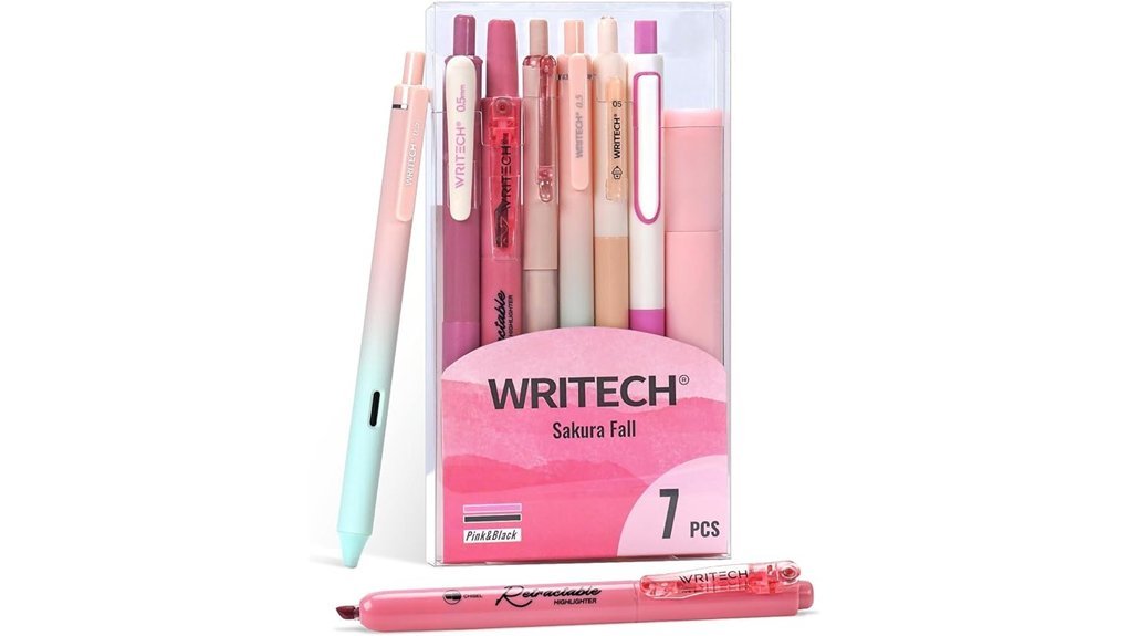 pink gel pen set