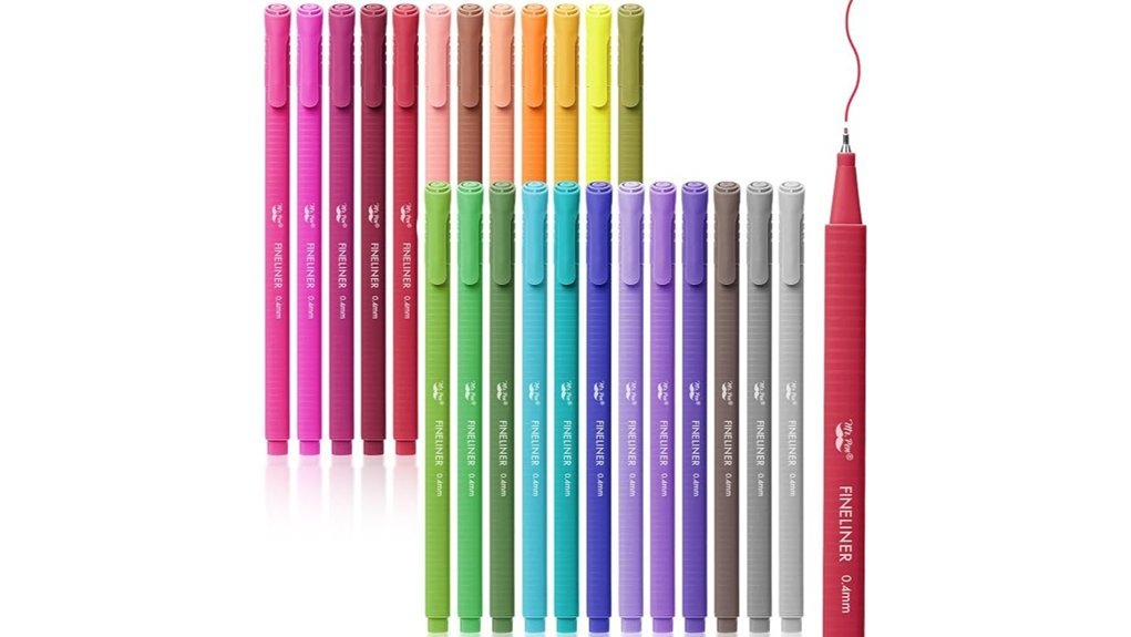 vibrant colored fineliner pens